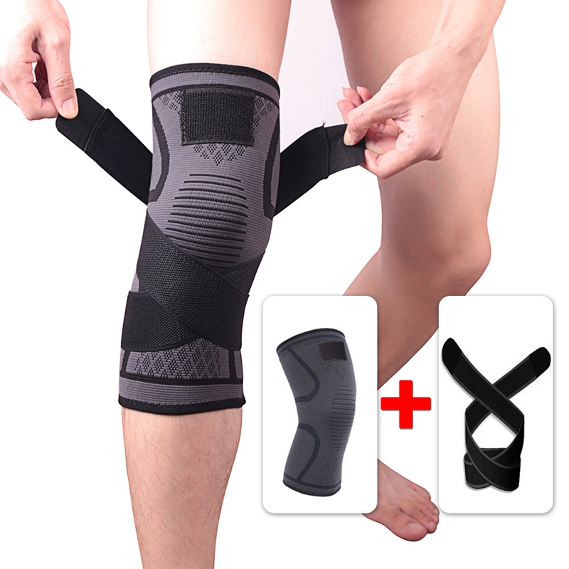 Manga de rodilla de compresión tejida con correa