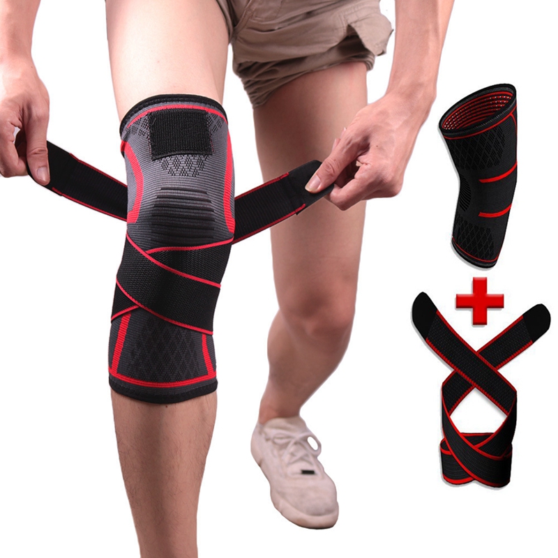 Manga de rodilla de compresión tejida con correa