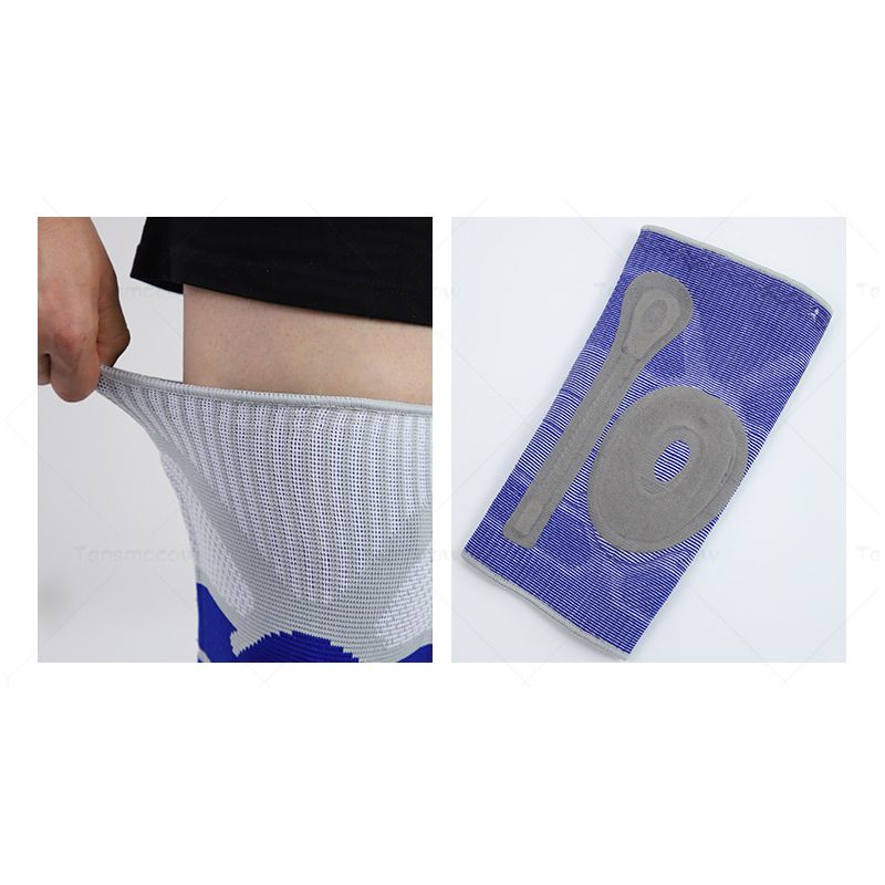 Manga de rodilla de compresión con almohadilla de gel de rótula y estabilizadores laterales