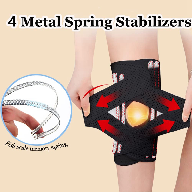 Soporte de rodilla de banda elástica ajustable con estabilizadores laterales