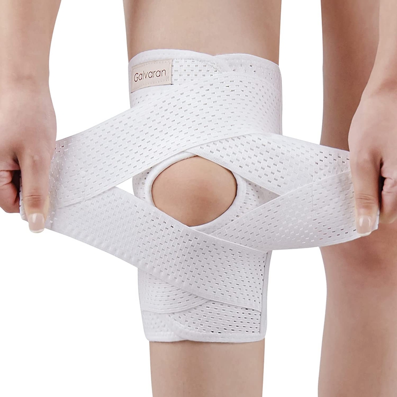 Soporte de rodilla de banda elástica ajustable con estabilizadores laterales