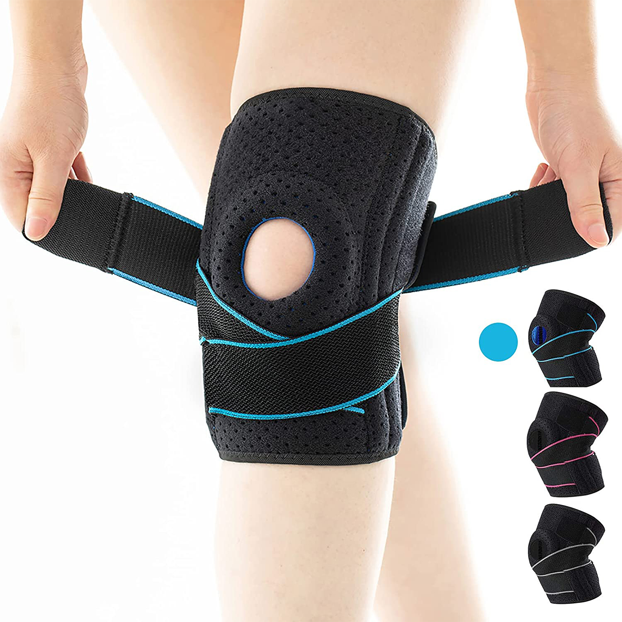 Estrata de rodilla con estabilizadores laterales y almohadillas de gel de rótula