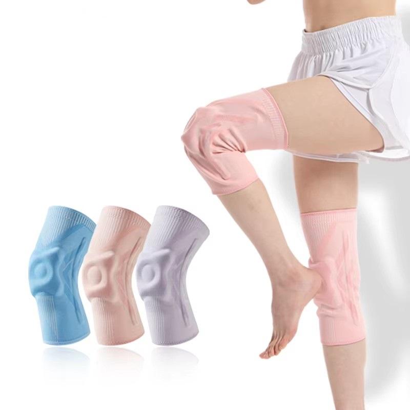 Soporte de manga de compresión de rodilla con almohadilla de gel de rótula y estabilizadores de resorte lateral