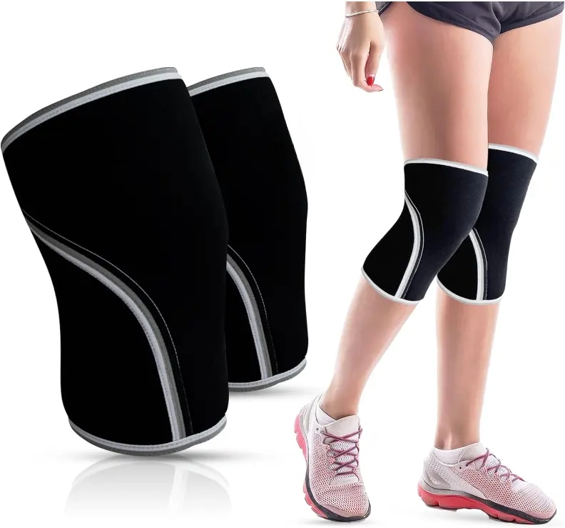 Brace de manga de rodilla de neopreno de 7 mm para correr pesas de levantamiento de pesas